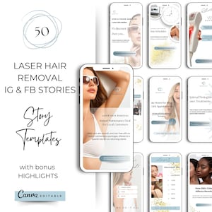 Laserontharing Canva Instagram-verhaalsjablonen, schoonheidsspecialiste sociale media, lasertechnicus-sjablonen, bewerkbare Canva Med Spa-verhaal