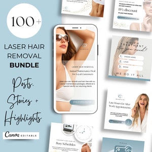 Laser Hair Removal Canva Instagram Post Templates, Esthetician Social Media, Laser Technician Templates, Editable Canva Med Spa Post