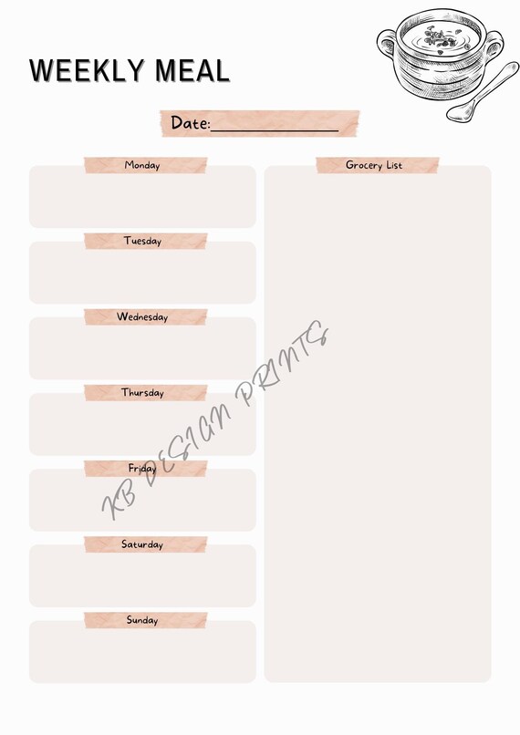 Grocery List Printable PDF - Etsy