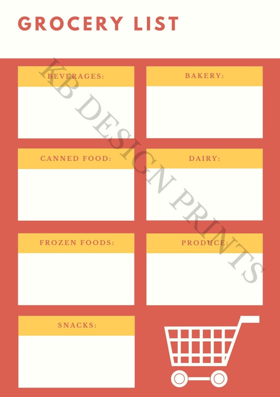 Grocery List Printable PDF - Etsy