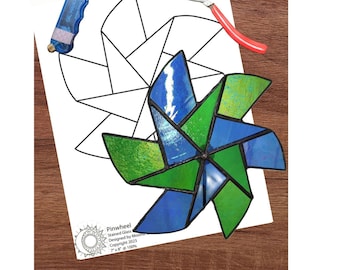 Colorful Pinwheel - Stained Glass Pattern (Digital PDF Format)