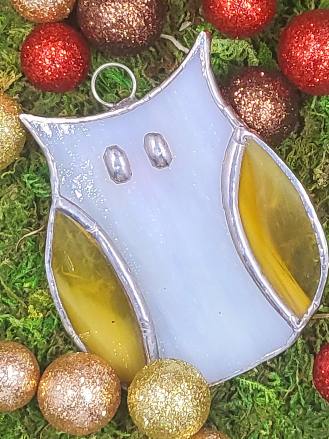 Stained Glass Ornament Suncatcher Owl Hoot Hoot Cute Etsy
