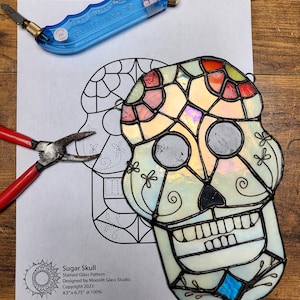 Calavera de Azúcar - Patrón de Vidrieras (Formato PDF Digital)
