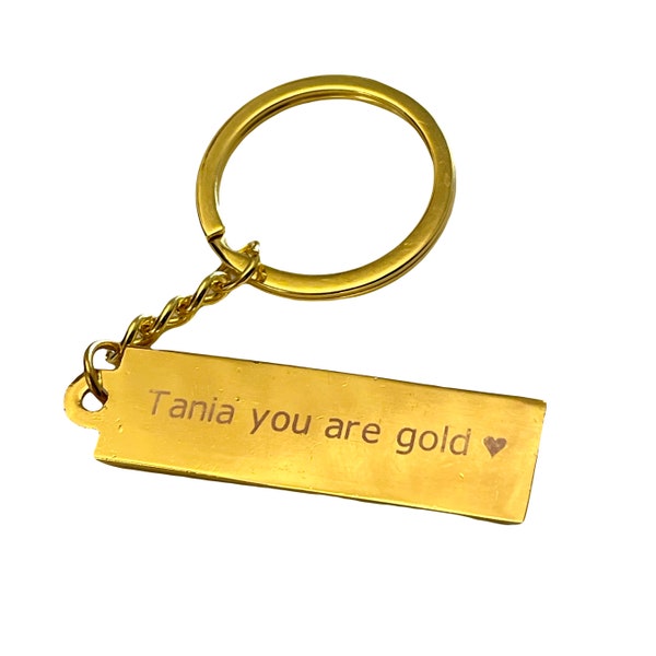 Personalized gold bar keychain - Free engraving