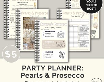 Pearls and Prosecco Bridal Shower Planner – 15 Page Printable | Instant Download | 5 Dollar Party Guide