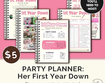 Her First Year Down Party Planner | Instant Download (PDF) | Girly Football Theme Party Guide