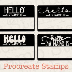 Hello My Name Is Procreate Stempel | Namensstempel | Namenssticker Procreate Stempelpaket | Baby Shower Design | Neugeborenen Body Design
