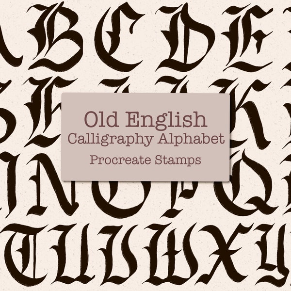 Procreate Stamps | Old English Calligraphy Letters, Antique Calligraphy Style Alphabet Procreate Stamps, iPad Lettering Stamps for Procreate