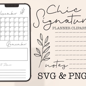 Undated Planner Svg | Floral Clipart | Undated Calendar, Checklist & Organization Svg Files, Planner Kit, Digital Planning Stickers, Journal