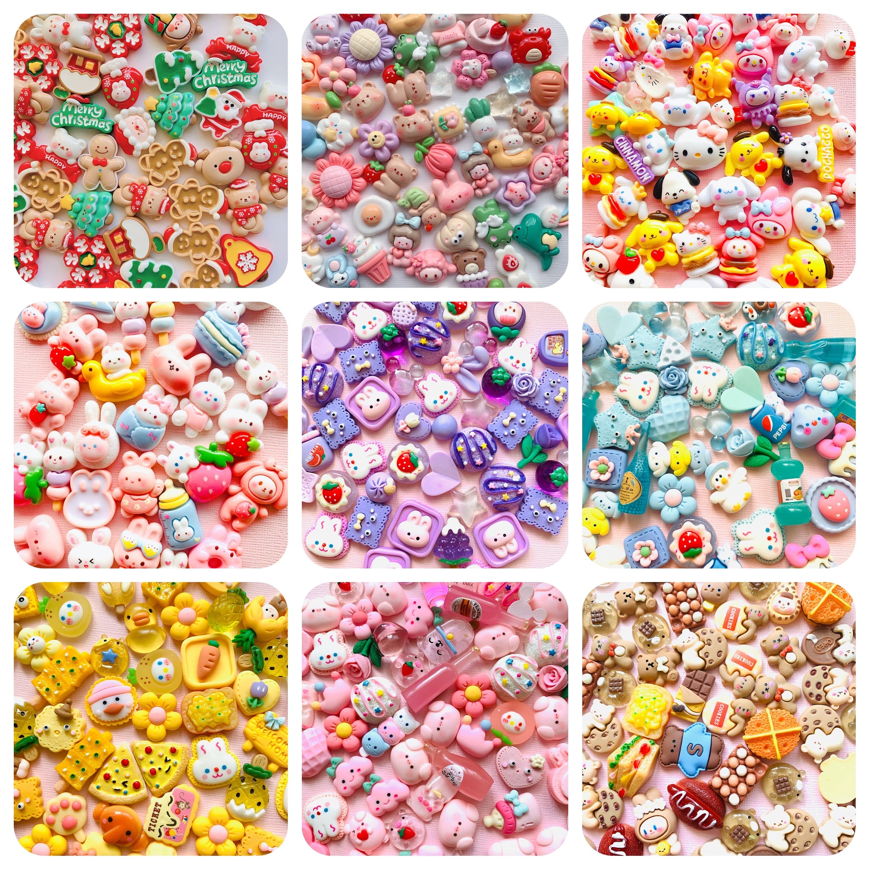 BULK Super Kawaii Pink Pastel Charms for Slime, Mixed Cute Resin Cabochons  for Crafts, Pink Kawaii Fake Food Deco Resin Cabochons Mixed