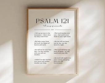 Psalms 121 Wall Art | I Lift Up My Eyes To The Mountains | Minimalist Scripture Art Printable | Bible Verse Wall Art | Psalm 121 Sign