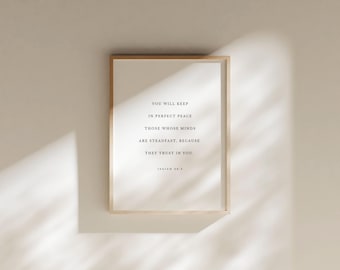Isaiah 26 3 | Bible Verse Wall Art | Printable Scripture Art | Modern Minimalist Christian Wall Decor | Perfect Peace | Christian Gift