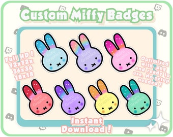 Custom Cute Miffy Sub Badges | High Quality Twitch, YouTube, Streaming, Discord Badge | Transparent & Easy To Use |