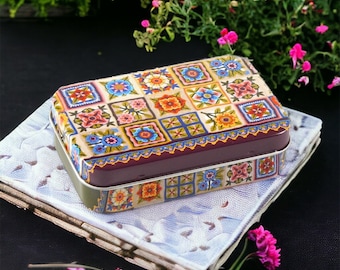 Emma Ball Janie Crow Spirit of Flora small rectangular tin - knitting, yarn, craft, notions, tin, pins, buttons, sewing tin