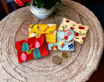 Small Fabric Purse - coin purse, wallet, card wallet, coins, money purse, cotton