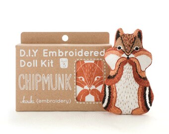 Chipmunk Embroidery Craft Kit - needlepoint, embroidery kit, embroidery, sewing kit