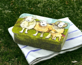 Pocket Tin Felted Sheep - Emma Ball UK, knitting, yarn, craft, notions, haberdashery, tin, pins, buttons, crochet