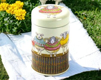 Emma Ball Sheep in Sweaters Small Stacking Tin - knitting, yarn, craft, notions, haberdashery, tin, pins, buttons, sewing, storage