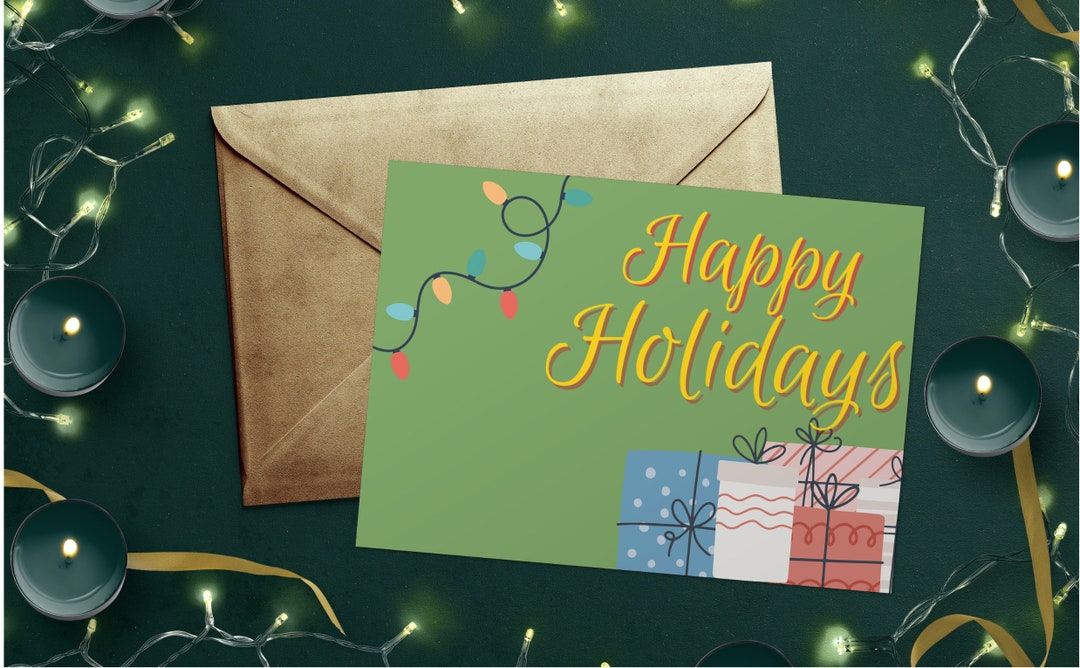 Christmas Card Printable, Digital Christmas Card, Happy Holidays Card