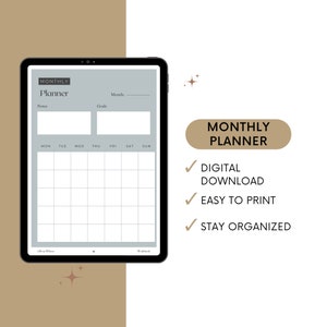 Monthly Planner, Daily Planner, Digital Planner, Downloadable Planner, Printable Planner, Goal Planner, Digital Download, Organization, PDF