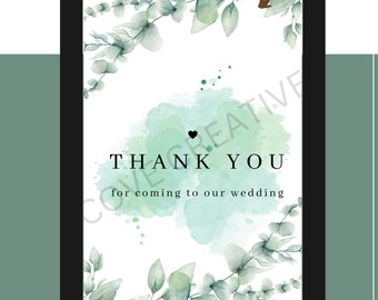 Minimal Wedding Thank You Card, Wedding Thank You Card, Wedding Card, Wedding Stationary, Thank You Card Printable, Wedding Card Digital