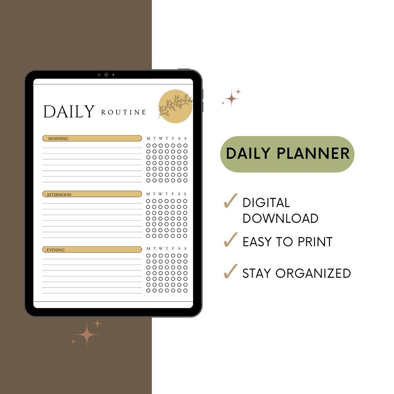 Daily Planner, Daily Routine, Digital Planner, Printable Planner ...