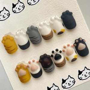 3D/cat claws /Custom Cat Nails, Cat Press On Nails, Cat Nail Art, Personalized Pet Nails/Handmade/gel nails/short nails（Two more nails)