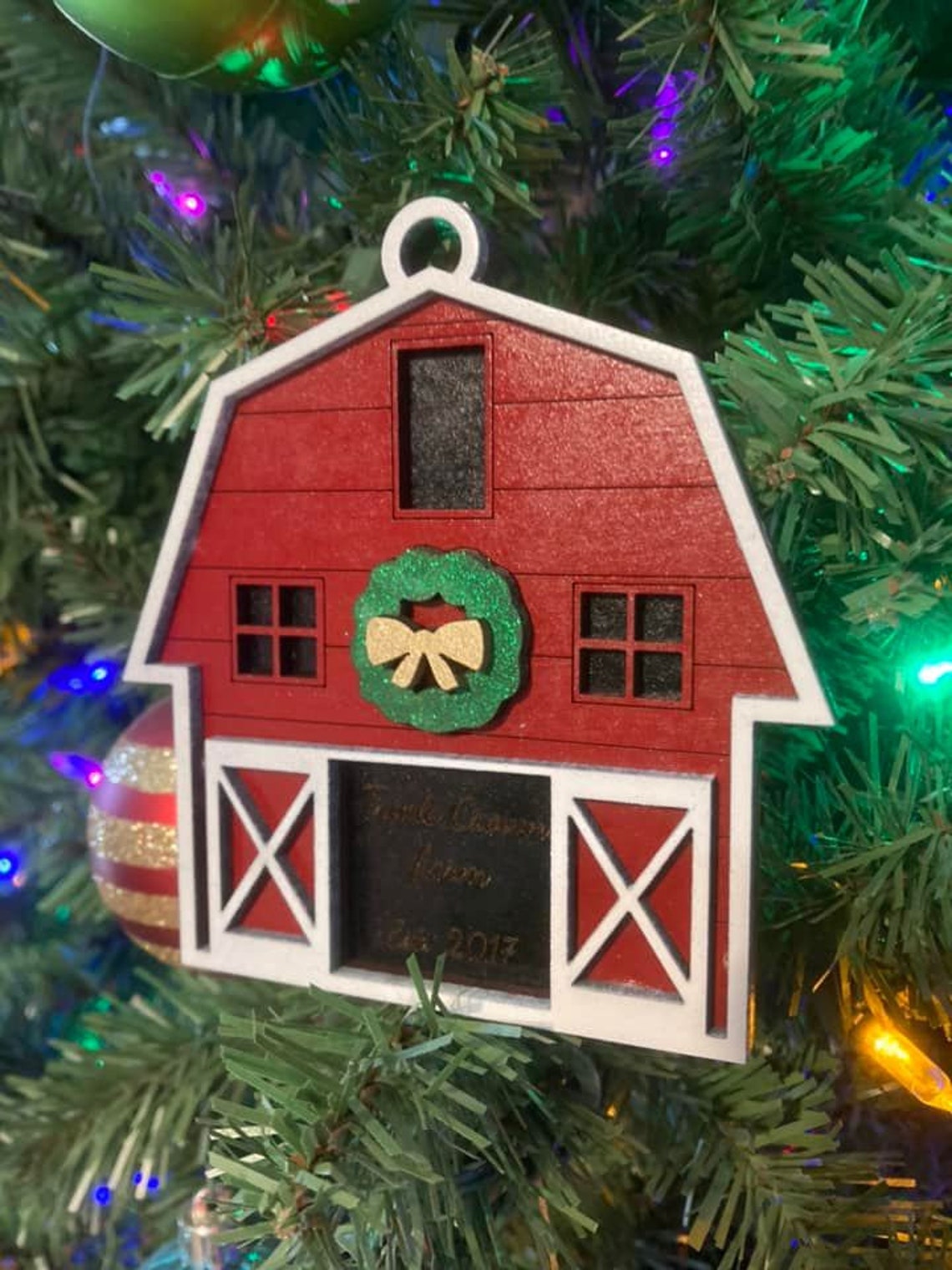 Customizable Barn Ornament Christmas Barn Farm Christmas Etsy