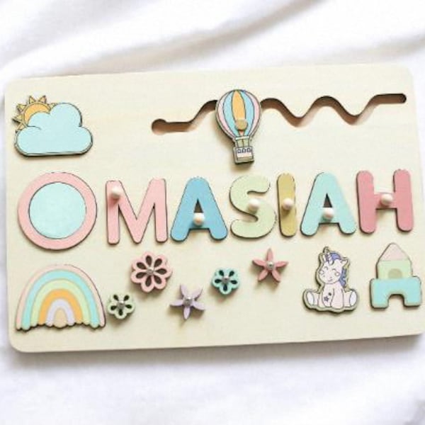 Personalized Wooden Name Puzzle with Animals | Puzzle Wooden Toys | Custom Name Puzzle | Birthday Gifts for Kids | Christmas Gift