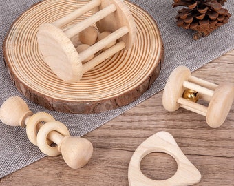 Wooden Sensory toys | Wooden Rattle | Wooden Car | Eco friendly | Natural Beechwood | Baby gifts | baby rattle | new parent gift