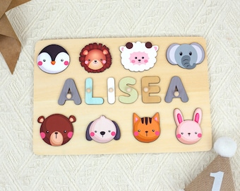 Personalized Name Puzzle, Baby First Christmas Gift,First Birthday Gift,Wooden Toys,Baby Gifts,Nursery Decor, Educational Toys,Busy Puzzles