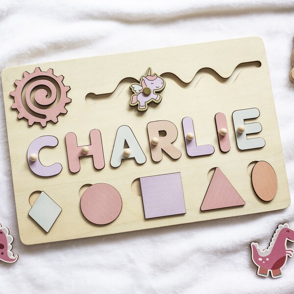 Personalized Wooden Name Puzzle 1st Baby Girl Boy Gift Birthday Toy for Toddler Kids Wooden Toys,Christmas gifts,Newborn baby gift,baby gift