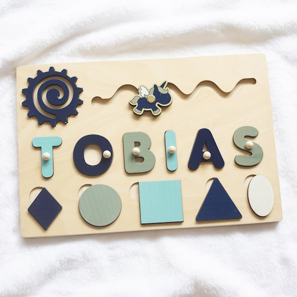 1st First Birthday - Toddler Toys - Baby Boy Girl Gift - Ring Bearer Gift - Wooden Name Puzzle - Busy board - Montessori Toys custom puzzle