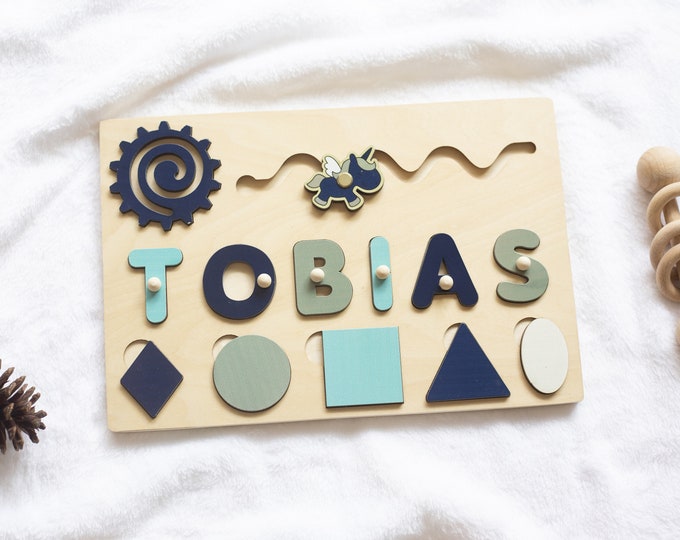 1st First Birthday - Toddler Toys - Baby Boy Girl Gift - Ring Bearer Gift - Wooden Name Puzzle - Busy board - Montessori Toys custom puzzle