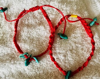 Pulsera de estilo chino turquesa hecha a mano por la pareja
