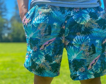 Men's Teal Floral Shorts