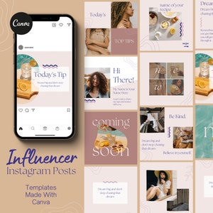 Influencer Instagram Post Templates | Influencer Blogger Coach | Fresh Instagram Influencer Template | Social Media Posts Canva Template