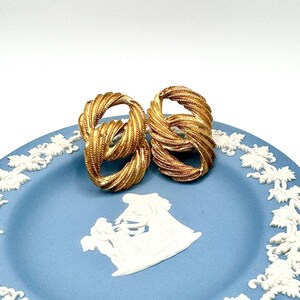 Vintage Signed NAPIER Large Gold Chain Link 1970s Runway Statement Earrings, 2"