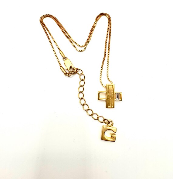 Vintage Signed GIVENCHY 1990s Gold Cross Logo Necklace: Modern 