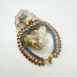 Vintage Rhinestone American Flag Tennis Bracelet: Patriotic Jewelry