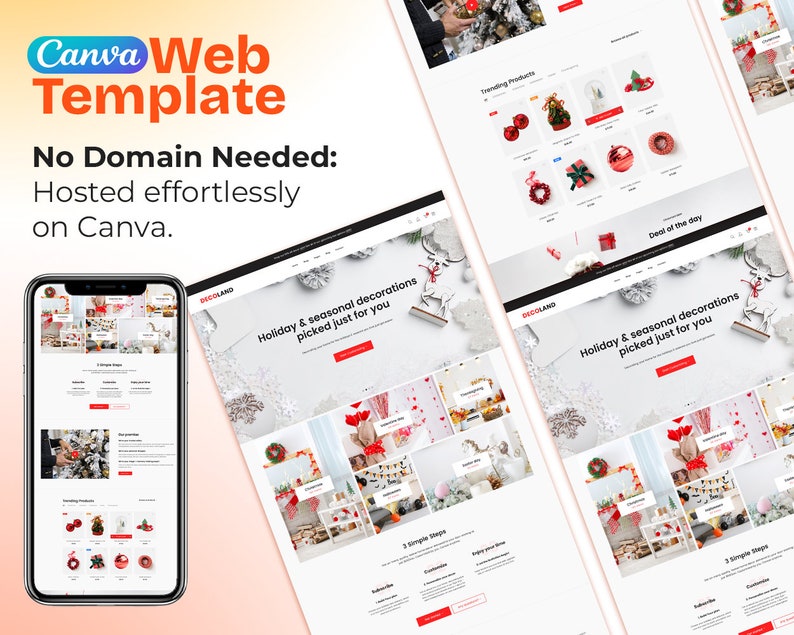 Decoland Canva Website Template | Festive Designs for Seasonal Decor ...