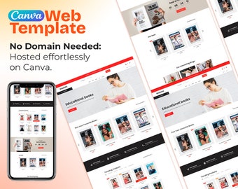 Plantilla de sitio web Readerie Canva / Diseños elegantes para sitios web de libros y revistas / Perfecto para autores, editores y librerías