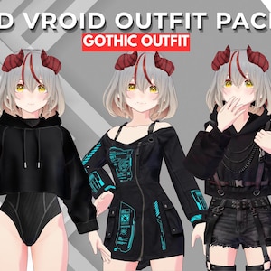 3D VRoid Gothic Outfit Bundle | VTuber Assets, VRChat Costumes (Digital Download)