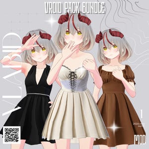 Outfit VRoid Pack| VRoid Texture| VRoid Studio| VRoid Elegant Dress Bundle | 3 VTuber Outfits (Digital Download)