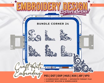 Corner Blue Embroidery Design Bundle for Elegant Blue-Themed Patterns | Embroidery Design, Corner Blue, Embroidery Bundle, Blue Patterns