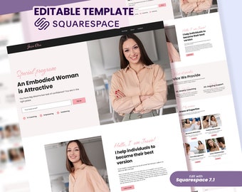 Life Coach SquareSpace Website Template | Designs for Coaching Websites | Ideal for Life Coaches, Consultants, and Motivational Speakers