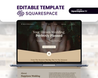 Editable Website Template Squarespace Happiness Wedding Organizer | Elegant Designs for Wedding Websites | Perfect for Wedding Planners