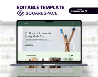 Editable Website Template Squarespace Eco Haven | Sustainable Designs for Green Websites | Perfect for Eco-Friendly Businesses