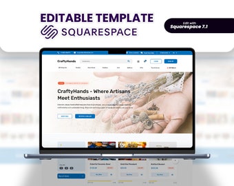 Editable Website Template Squarespace Crafty Hands | Creative Designs for Handmade Crafts Websites | Perfect for Artisans, DIY Enthusiasts