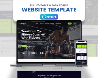 Canva Online Fitness Website Template | Dynamic Designs for Fitness Websites | Perfect for Personal Trainers, Gyms, and Wellness Coaches
